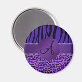Monogram paars leopard zebrapatroon magneet (Voorkant / Achterkant)