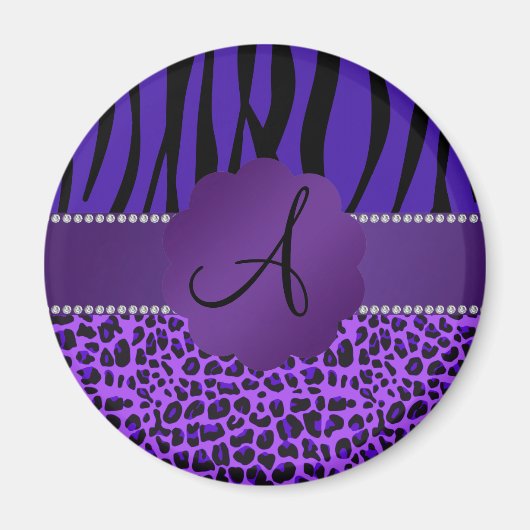 Monogram paars leopard zebrapatroon magneet (Voorkant)