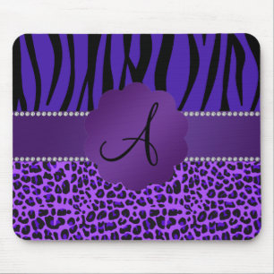 Monogram paars leopard zebrapatroon muismat
