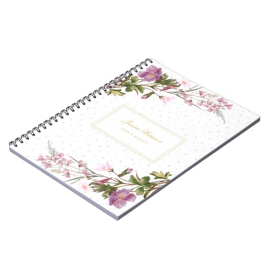 Monogram Paars Lila Roze Bouquet Cute Notitieboek (Linkerzijde)
