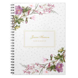 Monogram Paars Lila Roze Bouquet Cute Notitieboek