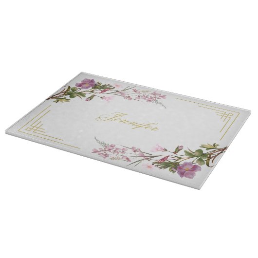Monogram Paars Lila Roze Bouquet  Cute Snijplank (Hoek)