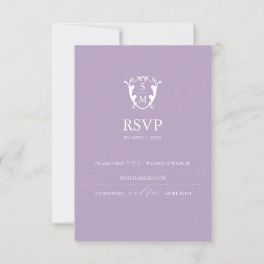 Monogram Paars Lila RSVP Kaart Trouwwebsite (Voorkant)