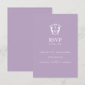 Monogram Paars Lila RSVP Kaart Trouwwebsite (Voorkant / Achterkant)