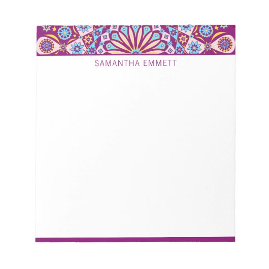 Monogram Paars Mandala Colorful Notitieblok (Voorkant)