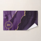 Monogram Paars marmer Agate Gold Glitter Bad Handdoek (Handdoek)