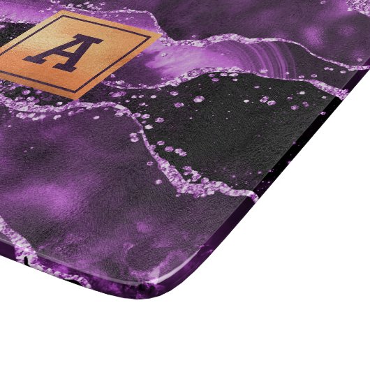 Monogram Paars marmer Snijplank (Hoek)