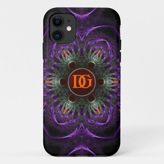 Monogram Paars Middeleeuwse Bloem iPhone 5 Case-Mate iPhone Case (Achterkant)