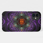Monogram Paars Middeleeuwse Bloem iPhone 5 Case-Mate iPhone Case (Achterkant (horizontaal))
