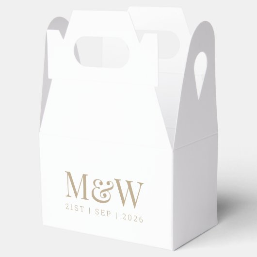 Monogram Paar's Moderne Bruiloft Goud Wit Bedankdoosjes (Geopend)