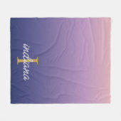 Monogram Paars Ombre Stijlvolle Script Naam Fleece Deken (Voorkant (Horizontaal))