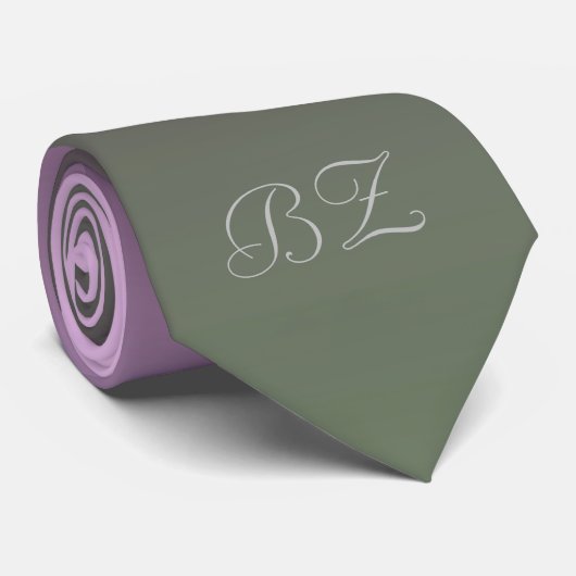 Monogram Paars Plum Green Ombre Faded Stropdas (Opgerold)