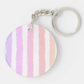 Monogram Paars Roze Aquarel Strepen Sleutelhanger (Achterkant)