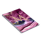 Monogram Paars Roze en Goud Agaat Geode  Notitieboek (Rechterzijde)