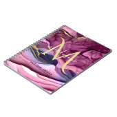 Monogram Paars Roze en Goud Agaat Geode  Notitieboek (Linkerzijde)
