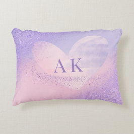 Monogram Paars Roze Gradiënt Hart Accent Kussen