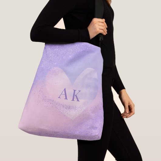 Monogram Paars Roze Gradiënt Hart Crossbody Tas (Dichtbij)