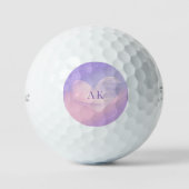 Monogram Paars Roze Gradiënt Hart Golfballen (Voorkant)