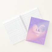 Monogram Paars Roze Gradiënt Hart Notitieboek (Binnen)