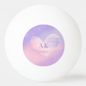 Monogram Paars Roze Gradiënt Hart Pingpongbal (Voorkant)