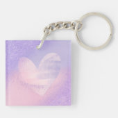 Monogram Paars Roze Gradiënt Hart Sleutelhanger (Achterkant)