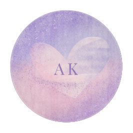 Monogram Paars Roze Gradiënt Hart Snijplank