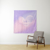Monogram Paars Roze Gradiënt Hart  Wandkleed (In situ)