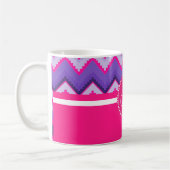Monogram Paars Roze Tribal Chevron Zig Zags Koffiemok (Links)