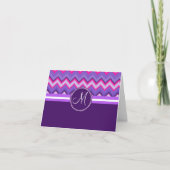 Monogram Paars Roze Tribal Chevron Zig Zags Notitiekaartje (Voorkant)