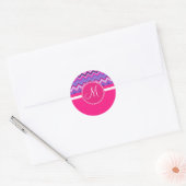 Monogram Paars Roze Tribal Chevron Zig Zags Ronde Sticker (Envelop)