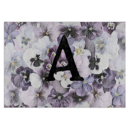 Monogram Paars Roze Witte Viooltjes Vintage Tekeni Snijplank
