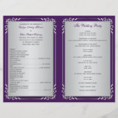 Monogram Paars, Silver Floral Wedding Programme 2 (Achterkant)