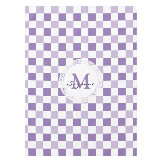 Monogram Paars Tone White, gebarsten patroon Tafelkleed (Voorkant)