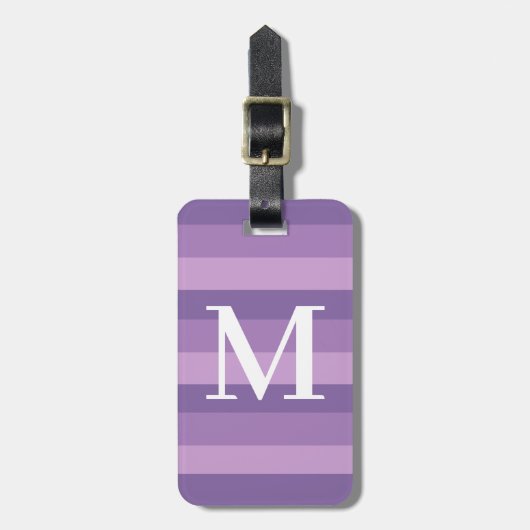 Monogram Paars Tritone Striped Bagagelabel (Voorkant verticaal)