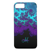 Monogram Paars Turquoise Fractal iPhone 7 Hoesje (Achterkant)