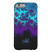 Monogram Paars Turquoise Fractal iPhone X Hoesje