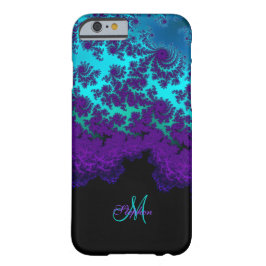 Monogram Paars Turquoise Fractal iPhone X Hoesje