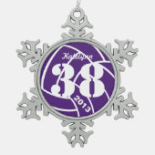Monogram Paars Volleyball Ornament (Voorkant)