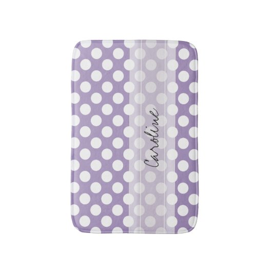 Monogram Paars White Trendy Fun Polka Dot Pattern Badmat (Voorkant Verticaal)