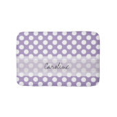 Monogram Paars White Trendy Fun Polka Dot Pattern Badmat (Voorkant)