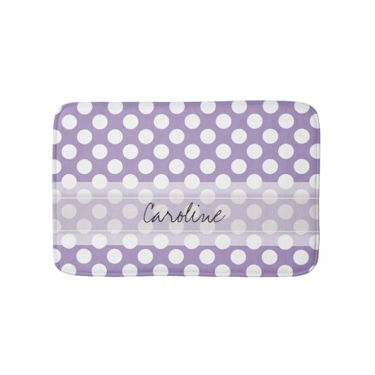 Monogram Paars White Trendy Fun Polka Dot Pattern Badmat (Voorkant)