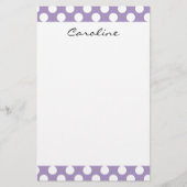 Monogram Paars White Trendy Fun Polka Dot Pattern Briefpapier (Voorkant)