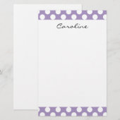 Monogram Paars White Trendy Fun Polka Dot Pattern Briefpapier (Voorkant / Achterkant)
