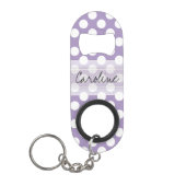 Monogram Paars White Trendy Fun Polka Dot Pattern Mini Flessenopener (Voorkant)