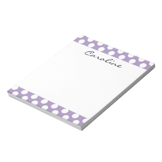 Monogram Paars White Trendy Fun Polka Dot Pattern Notitieblok (Linkerzijde)