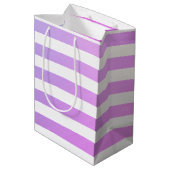 Monogram Paars & Witte Strepen Medium Cadeauzakje (Achterkant Gekanteld)