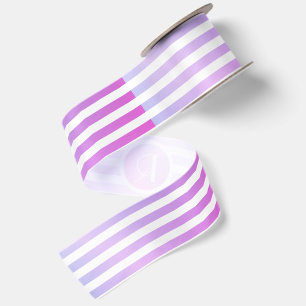 Monogram Paars & Witte Strepen Satijnen Lint