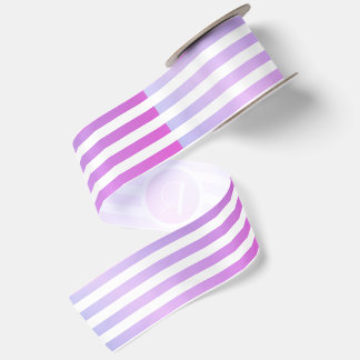 Monogram Paars & Witte Strepen Satijnen Lint