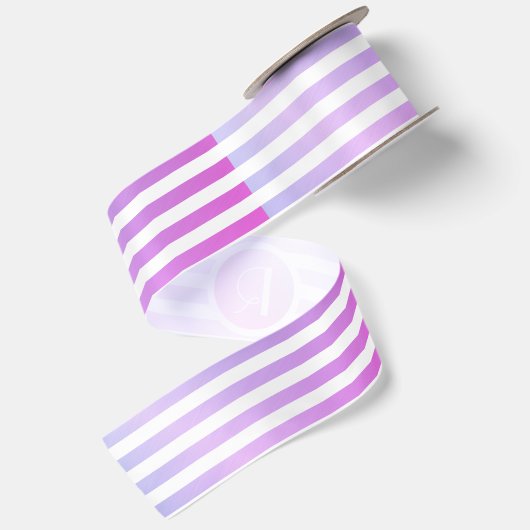 Monogram Paars & Witte Strepen Satijnen Lint (Achterkant)