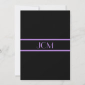 Monogram Paars Zwart Bat Mitzvah Kaart (Achterkant)